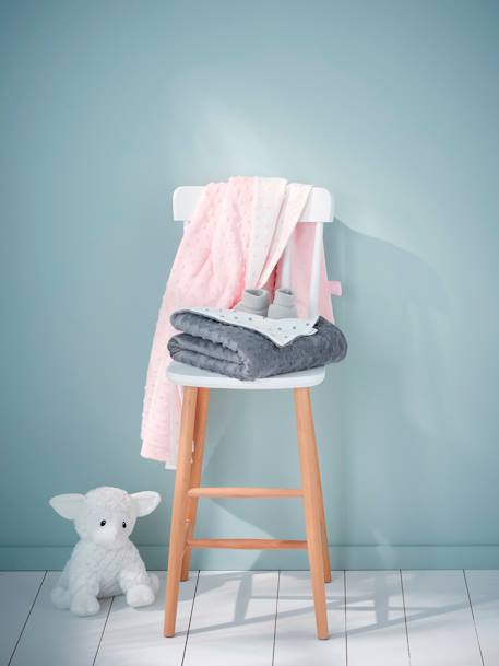 Plaid bébé en polaire minky et molleton STELLA gris+rose 2 - vertbaudet enfant 