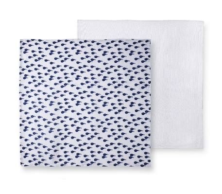 Lot de deux langes créativ côtier gaze de coton Bleu 1 - vertbaudet enfant 