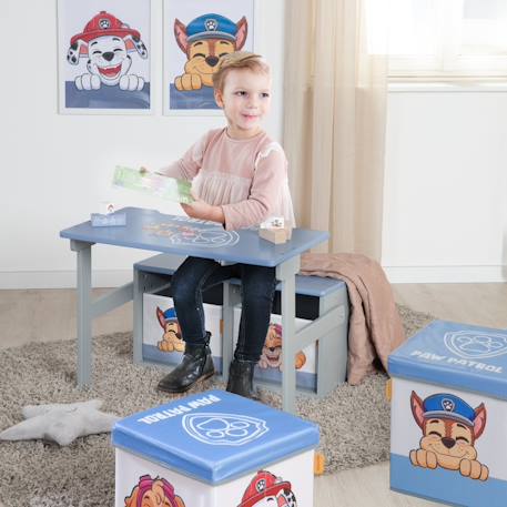 Bureau et banc 2en1 + deux bacs de rangements Bleu gris - pat' patrouille 2 - vertbaudet enfant 