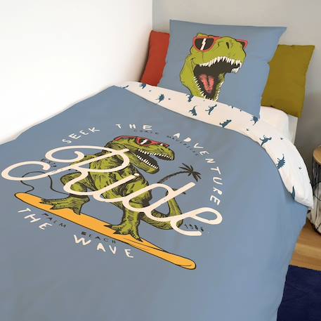 Housse de couette lou&loup dinosaure coton Bleu 2 - vertbaudet enfant 