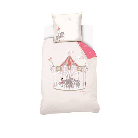 Housse de couette lili gaufrette carrousel coton Ecru 1 - vertbaudet enfant 