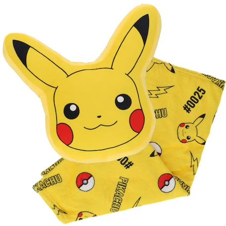 Coussin plaid pokémon 2 en 1 pikachu polyester Jaune 1 - vertbaudet enfant 