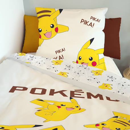 Housse de couette pikachu pokémon coton Ecru 4 - vertbaudet enfant 