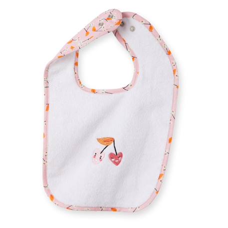 Lot de deux bavoirs escapade kawaii coton blanc et rose Blanc 3 - vertbaudet enfant 