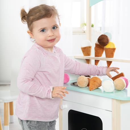 Marchande de glace + 3 cornets et 6 boules en tissu Blanc, menthe et naturel 2 - vertbaudet enfant 