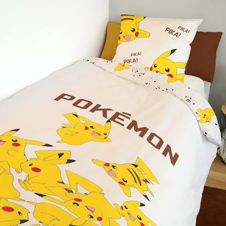 Housse de couette pikachu pokémon coton Ecru 1 - vertbaudet enfant 