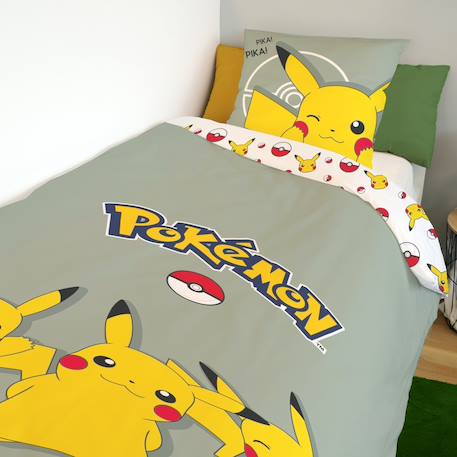 Housse de couette pikachu pokémon coton Vert 2 - vertbaudet enfant 