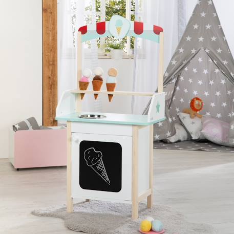 Marchande de glace + 3 cornets et 6 boules en tissu Blanc, menthe et naturel 5 - vertbaudet enfant 