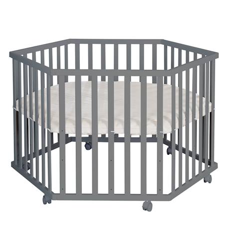 Parc bébé hexagonal + tapis déperlant en cuir végan luxe Anthracite - tapis grège+Blanc - tapis anthracite 1 - vertbaudet enfant 