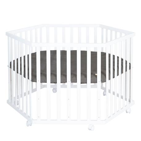 Parc bébé hexagonal + tapis déperlant en cuir végan luxe Anthracite - tapis grège+Blanc - tapis anthracite 7 - vertbaudet enfant 