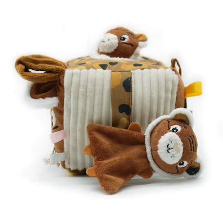 Cube d'activités en tissu Marron 3 - vertbaudet enfant 