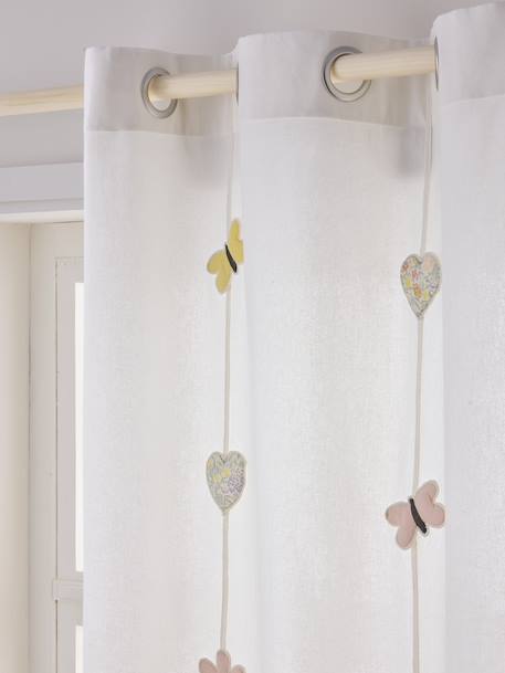 Rideau guirlande à oeillets tamisant papillons et fleurs Champêtre écru 2 - vertbaudet enfant 