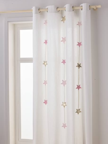 Rideau guirlande à œillets tamisant étoiles écru / vert+rose 6 - vertbaudet enfant 