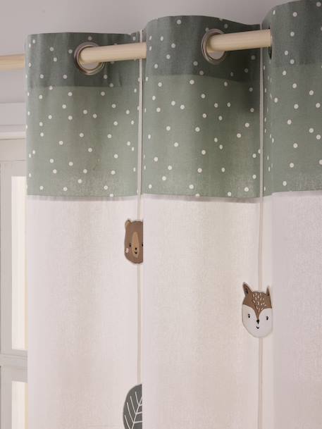 Rideau guirlande à oeillets tamisant animaux Green Forest vert sauge 2 - vertbaudet enfant 