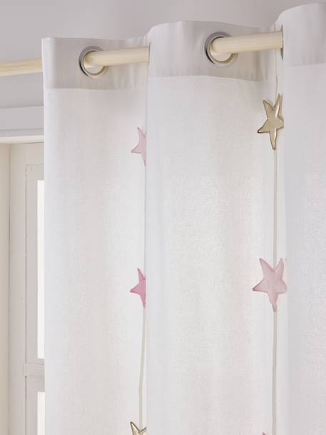 Rideau guirlande à œillets tamisant étoiles écru / vert+rose 7 - vertbaudet enfant 