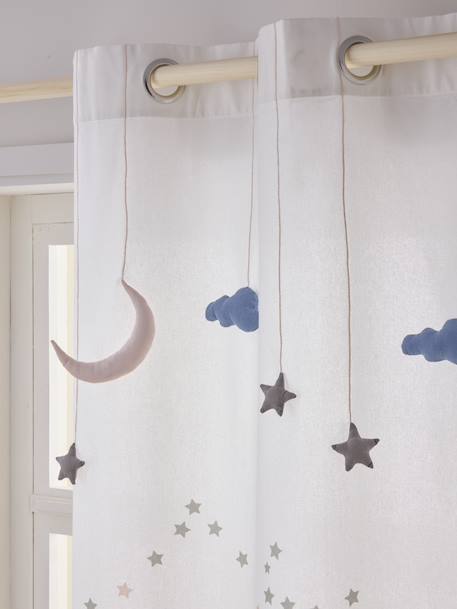Rideau guirlande à œillets tamisant nuage et étoiles blanc 2 - vertbaudet enfant 