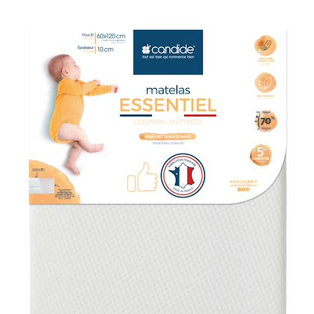 Matelas bébé essentiel - confort traditionnel Blanc 1 - vertbaudet enfant 