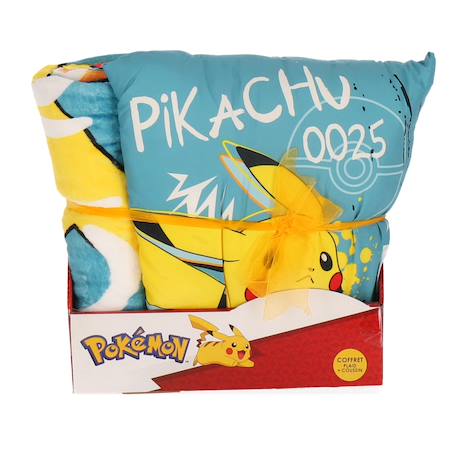 Coffret coussin et plaid pikachu pokémon bleu Bleu 1 - vertbaudet enfant 