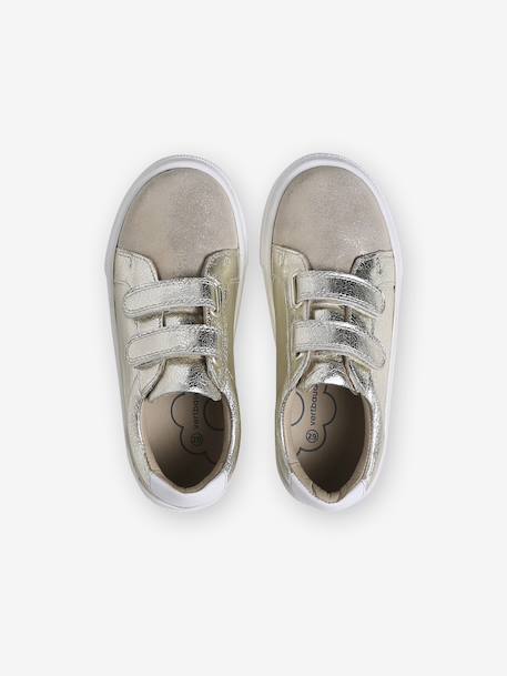 Baskets enfant fille cuir à scratchs beige imprimé+or 11 - vertbaudet enfant 