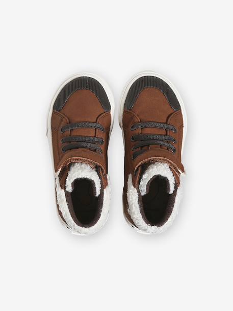 Baskets enfant garçon synthétique à scratchs et lacets élastiqués marron 4 - vertbaudet enfant 