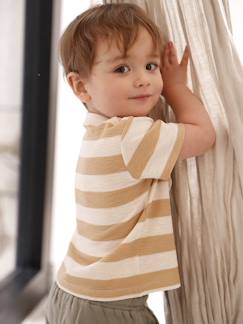 -T-shirt rayé bébé en maille nid d'abeille