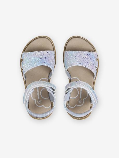 Sandales pailletées scratchées enfant collection maternelle blanc imprimé+lot bleu 10 - vertbaudet enfant 