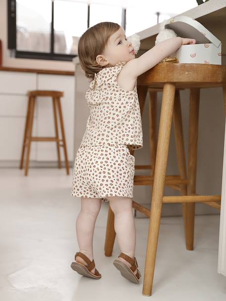 Short léopard en gaze de coton bébé vanille 1 - vertbaudet enfant 