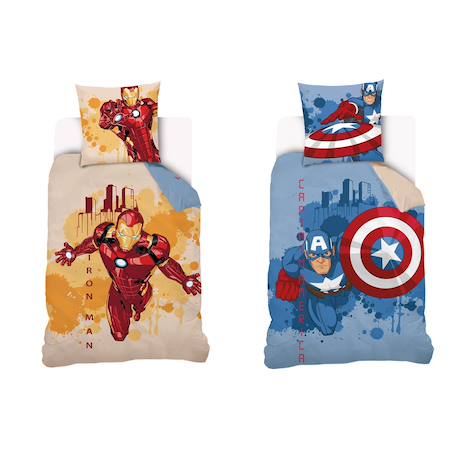 Housse de couette captain america et iron man marvel recto/verso coton Bleu 1 - vertbaudet enfant 