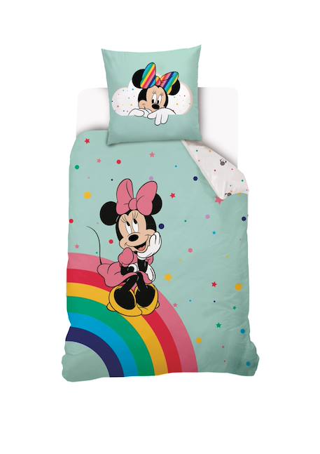 Housse de couette minnie disney arc-en-ciel coton Vert d'eau 1 - vertbaudet enfant 