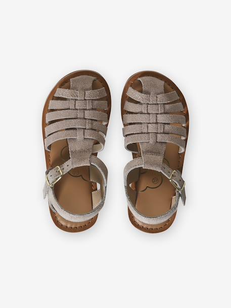 Sandales enfant cuir fisherman argent+or 9 - vertbaudet enfant 