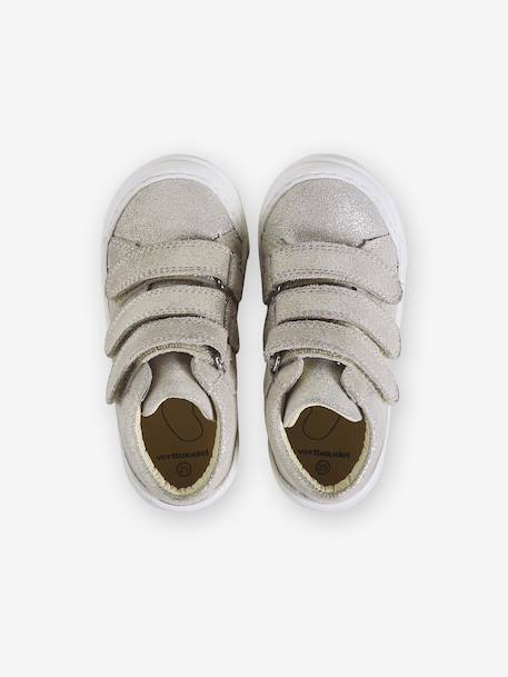 Baskets enfant fille cuir à scratchs beige imprimé+marine+or 14 - vertbaudet enfant 
