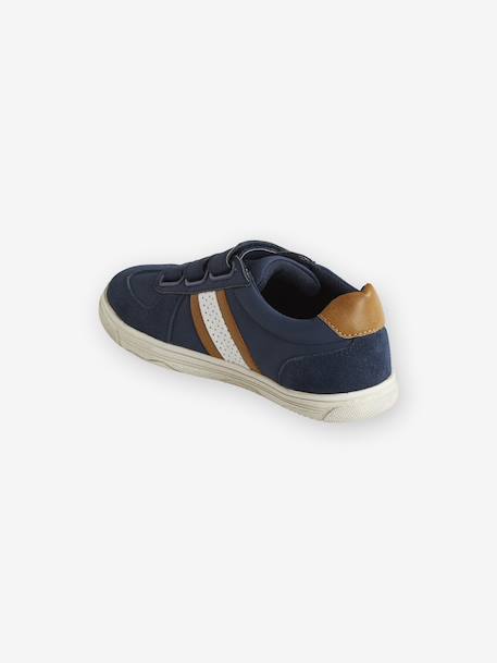Tennis enfant garçon synthétique à scratchs BLEU FONCE UNI AVEC DECOR+marron 3 - vertbaudet enfant 