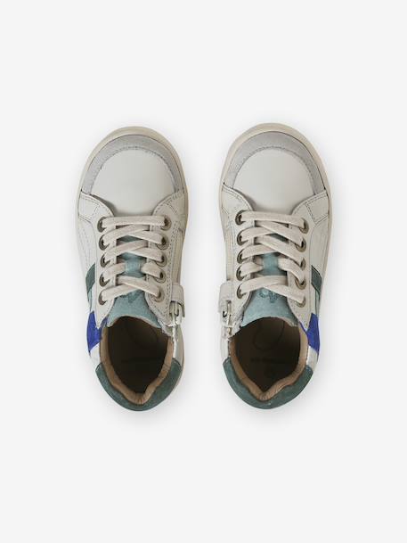 Baskets enfant garçon cuir zippées et élastiquées écru 4 - vertbaudet enfant 