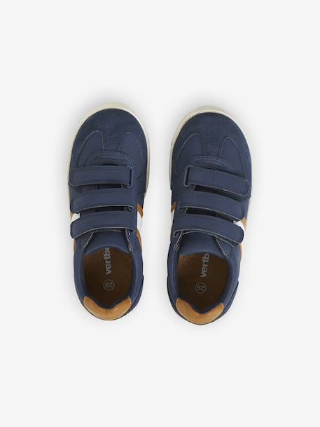 Tennis enfant garçon synthétique à scratchs BLEU FONCE UNI AVEC DECOR+marron 4 - vertbaudet enfant 