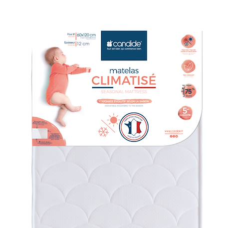 Matelas bébé climatisé - face été/face hiver Blanc 1 - vertbaudet enfant 
