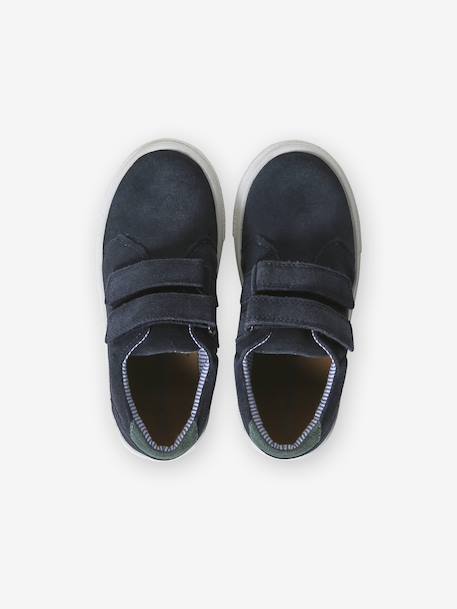 Derbies garçon cuir à scratchs beige+marine+MARRON MOYEN UNI 9 - vertbaudet enfant 