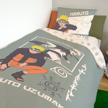 Housse de couette naruto uzumaki coton Vert 1 - vertbaudet enfant 
