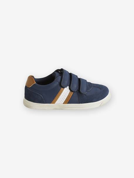Tennis enfant garçon synthétique à scratchs BLEU FONCE UNI AVEC DECOR+marron 2 - vertbaudet enfant 