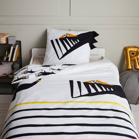 Housse de couette catimini  graphic city coton blanc Blanc 2 - vertbaudet enfant 