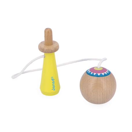 Bilboquet en bois applepop Jaune 2 - vertbaudet enfant 