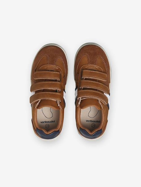 Tennis enfant garçon synthétique à scratchs BLEU FONCE UNI AVEC DECOR+marron 10 - vertbaudet enfant 