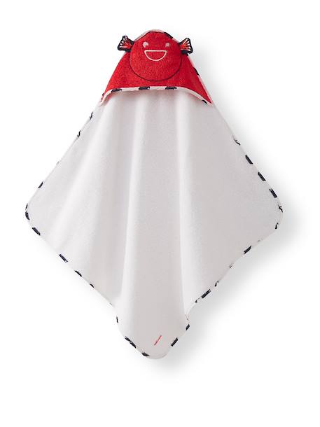 Cape de bain à capuche pour bébé et gant de toilette coton Rouge 2 - vertbaudet enfant 