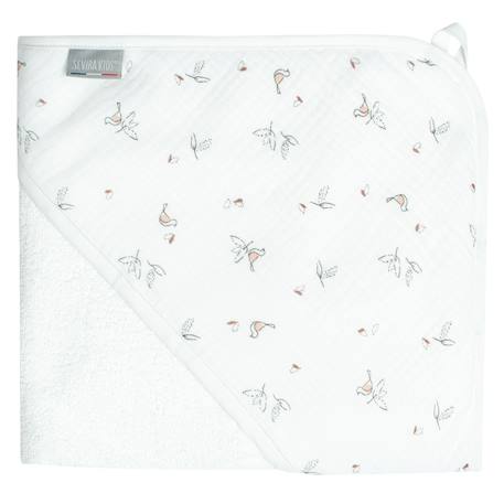Grande cape de bain en coton et bambou melody Melody, blanc imprimé minimaliste 1 - vertbaudet enfant 