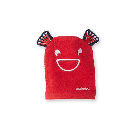 Cape de bain à capuche pour bébé et gant de toilette coton Rouge 3 - vertbaudet enfant 