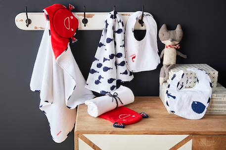 Cape de bain à capuche pour bébé et gant de toilette coton Rouge 4 - vertbaudet enfant 