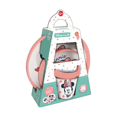 Coffret repas 3 pièces gobelet/bol/assiette minnie Rose 1 - vertbaudet enfant 