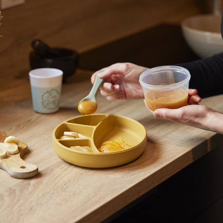 Assiette compartimentée silicone Jaune miel+Vert cactus 2 - vertbaudet enfant 