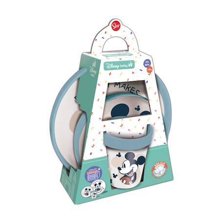 Coffret repas 3 pièces gobelet/bol/assiette mickey Bleu 1 - vertbaudet enfant 