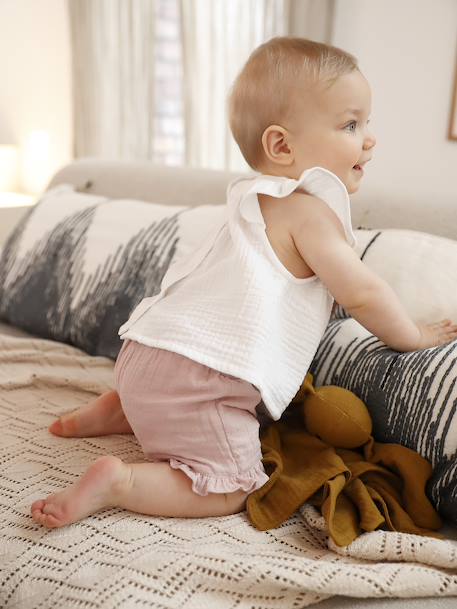 Lot de 2 shorts naissance 1 uni + 1 imprimé rose 3 - vertbaudet enfant 