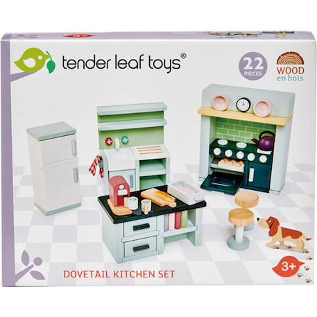 Mobilier pour poupée cuisine en bois Vert, bleu 2 - vertbaudet enfant 